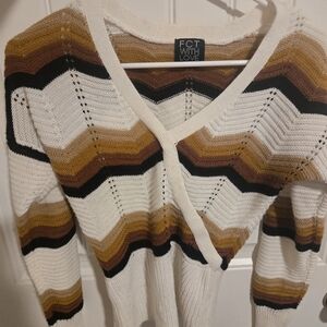 Women's Chevron Cardigan - Cream, Brown, Black